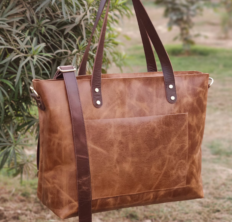 leather tote bag for women